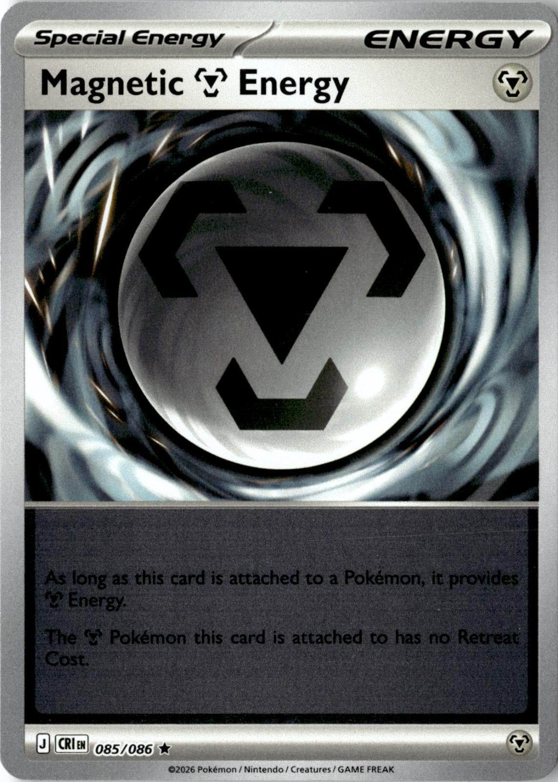 2026 POKEMON MAGNETIC M ENERGY 085/086 RARE CHAOS RISING REVERSE HOLO NEAR MINT
