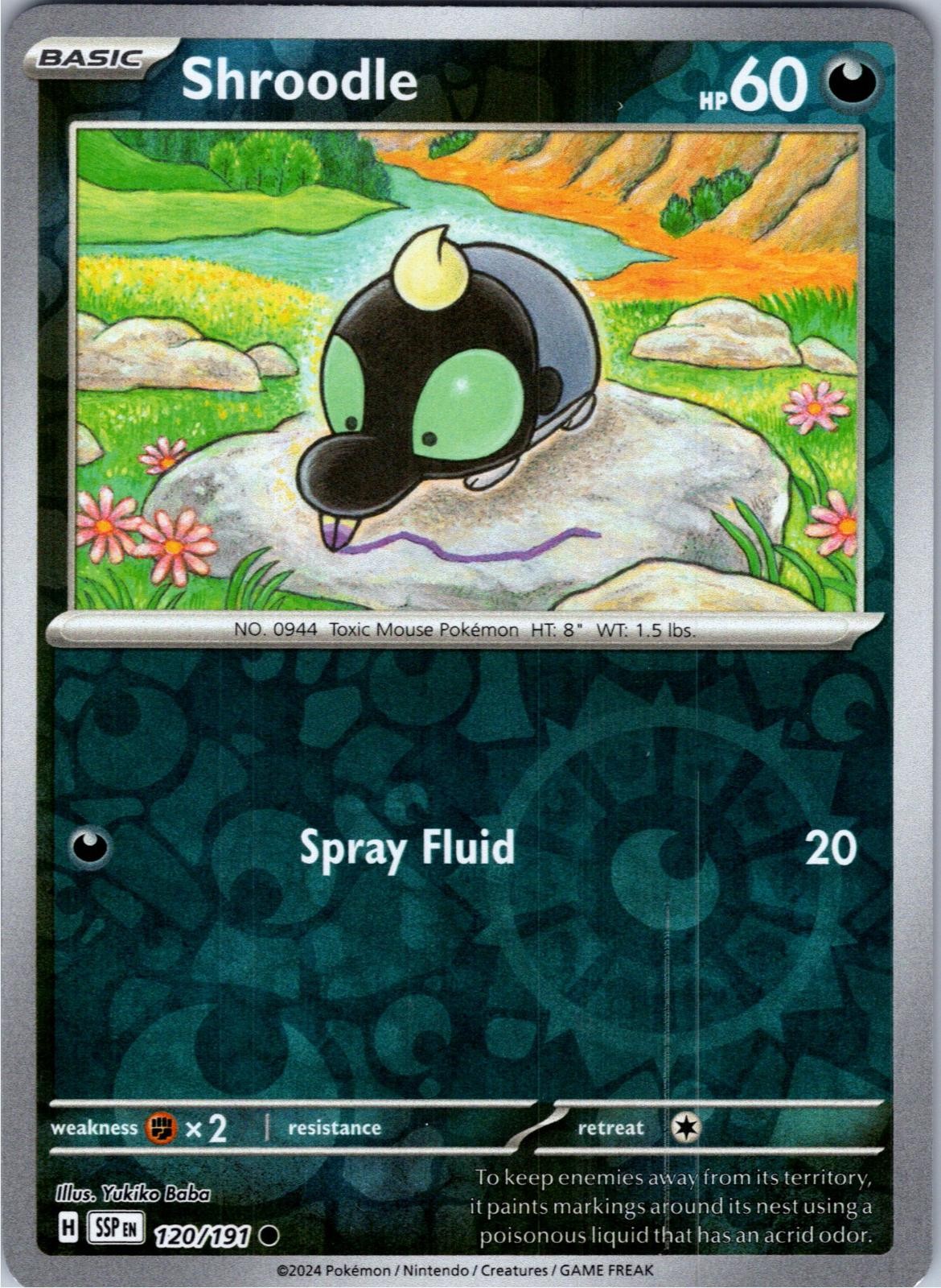 Shroodle 120/191 Common Surging Sparks Pokemon Lightly Played