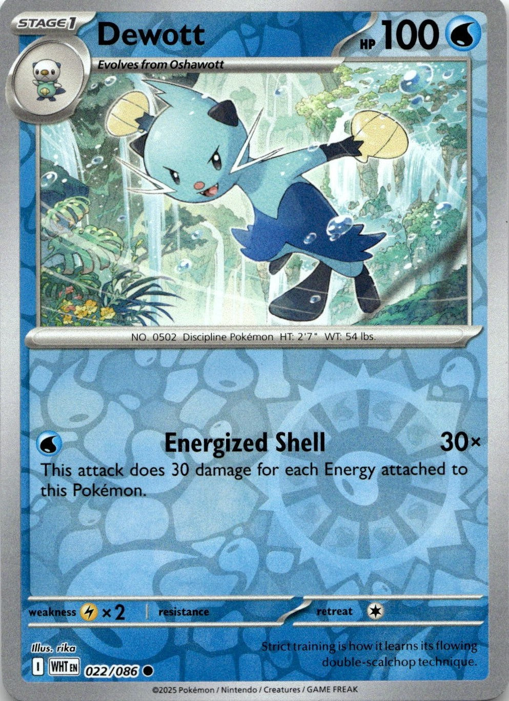 Dewott 022/086 Common White Flare Pokemon Reverse Holo Near Mint