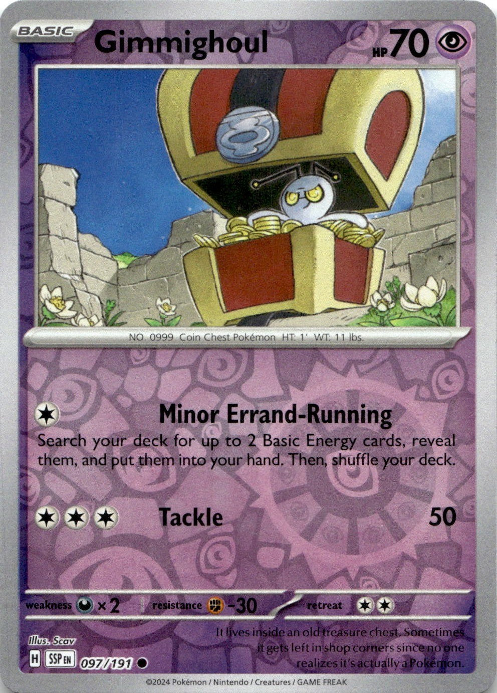 Gimmighoul 097/191 Common Surging Sparks Pokemon Reverse Holo Near Mint