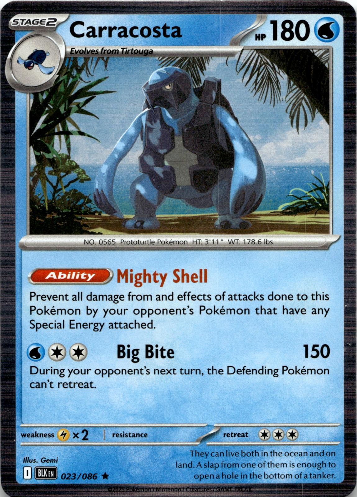 Carracosta 023/086 Holo Rare Black Bolt Pokemon Near Mint