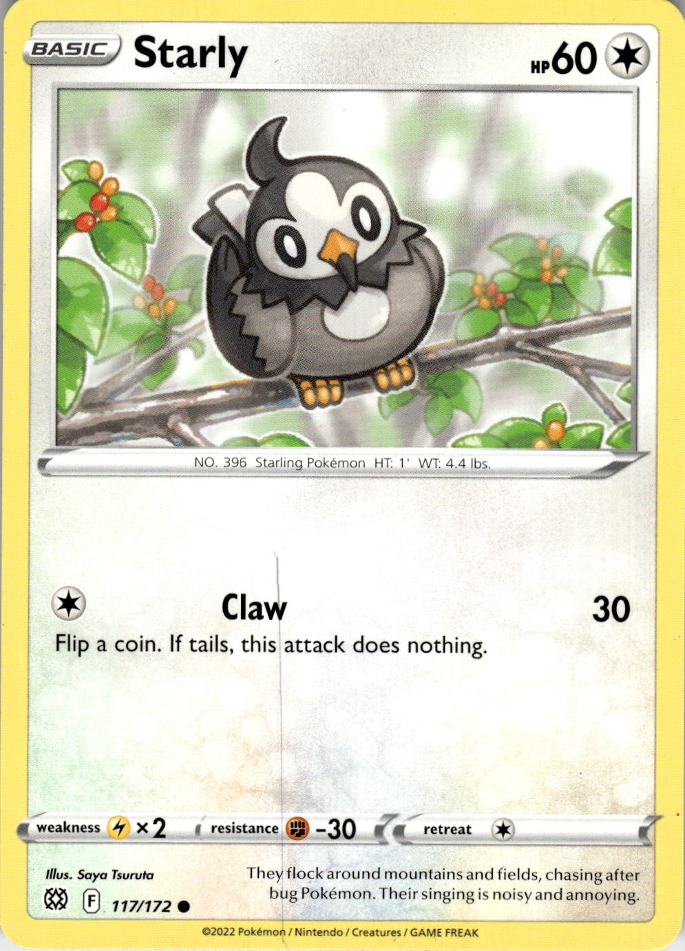 Starly 117/172 Common Brilliant Stars Pokemon Near Mint
