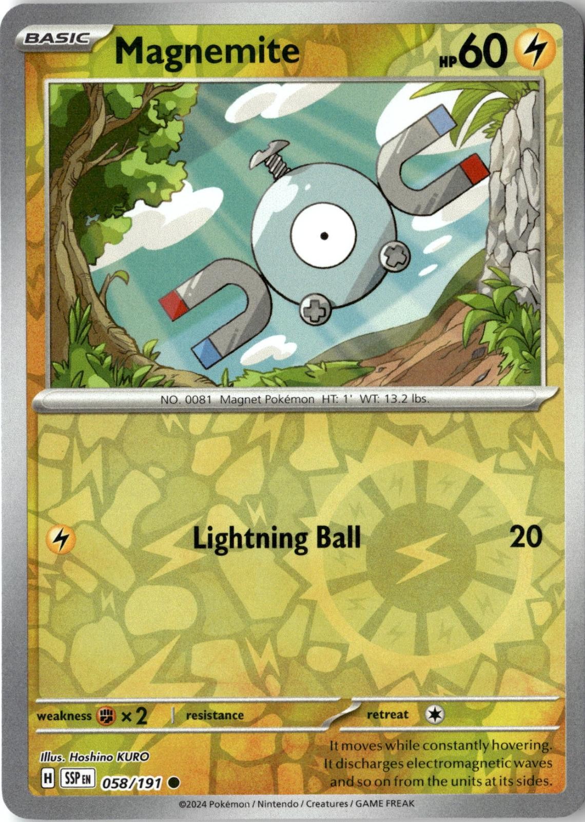 2024 POKEMON MAGNEMITE 058/191 COMMON SURGING SPARKS NEAR MINT