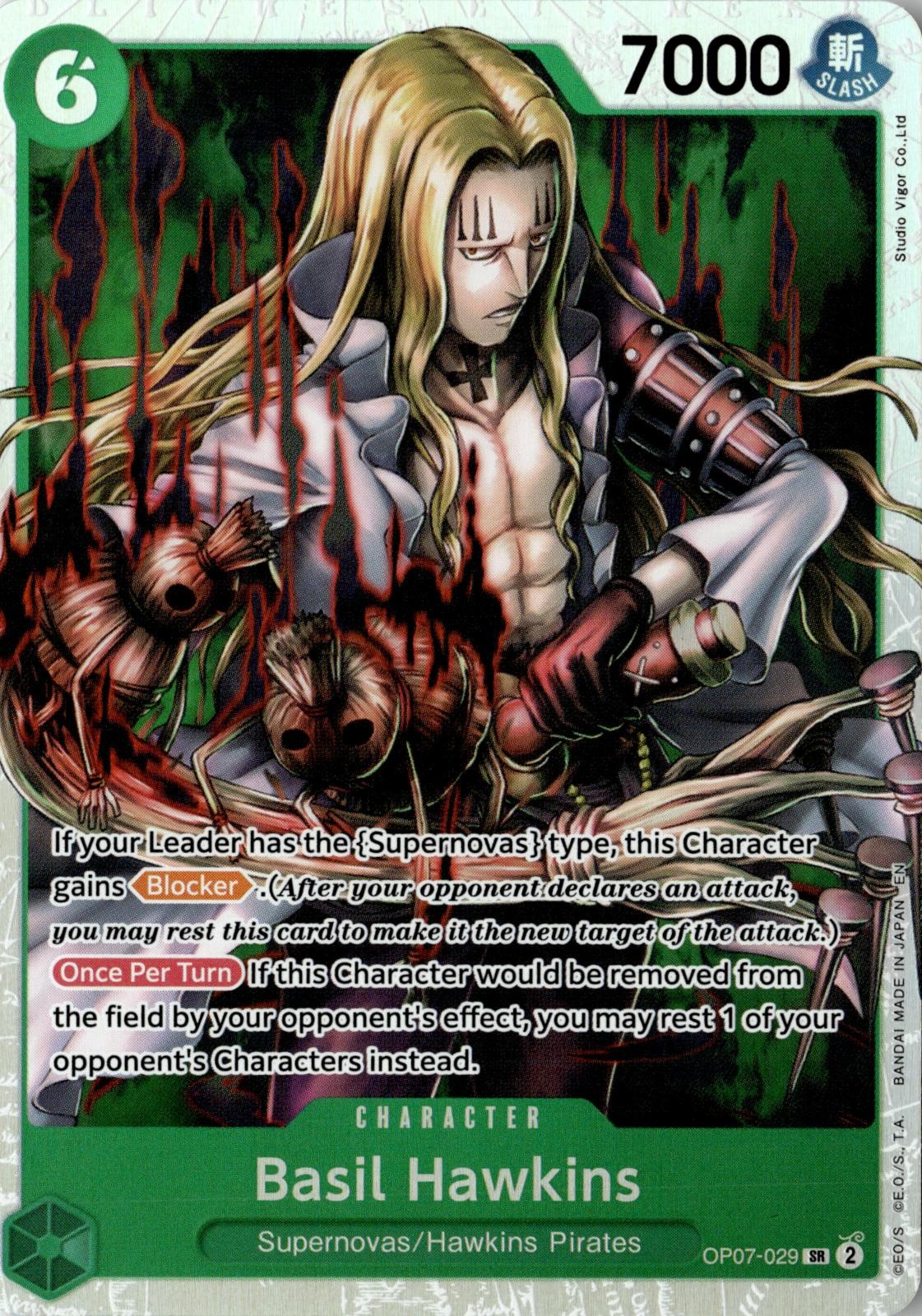 2024 ONE PIECE BASIL HAWKINS OP07-029 SUPER RARE 500 YEARS IN THE FUTURE FOIL NM