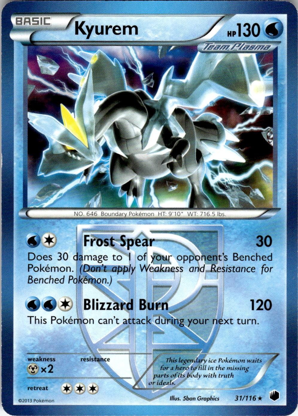 2013 POKEMON KYUREM 31/116 HOLO RARE PLASMA FREEZE NEAR MINT