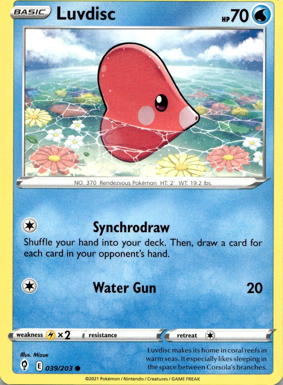 Luvdisc 039/203 Common Evolving Skies Pokemon Lightly Played