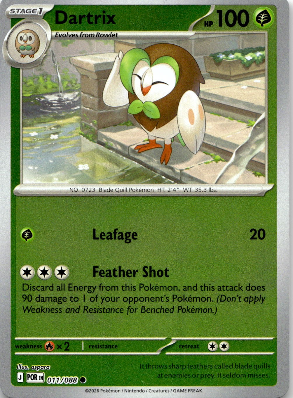 Dartrix 011/088 Common Perfect Order Pokemon Reverse Holo Near Mint