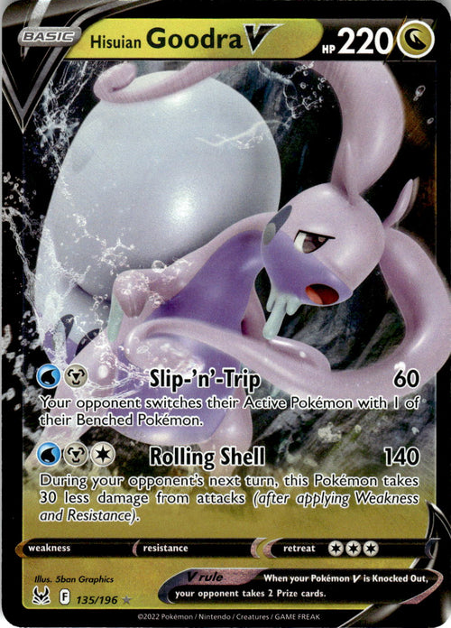 2022 POKEMON HISUIAN GOODRA V 135/196 HOLO V RARE LOST ORIGIN NEAR MINT