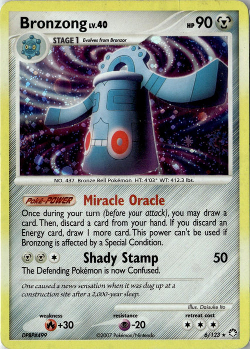 2007 POKEMON BRONZONG 6/123 HOLO RARE MYSTERIOUS TREASURES MODERATELY PLAYED