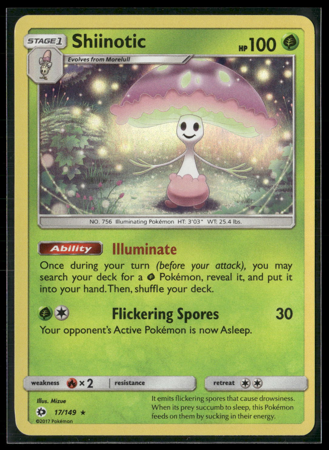 Shiinotic Holo Rare SM Base Set 17/149 NM