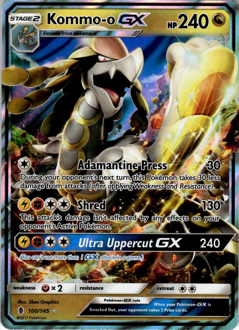 2017 POKEMON KOMMO-O GX 100/145 HOLO ULTRA RARE GUARDIANS RISING NEAR MINT