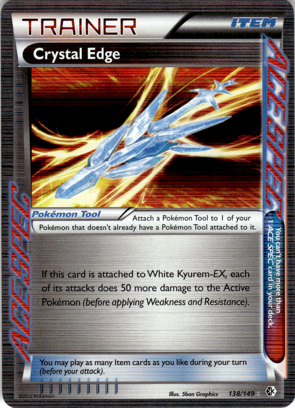 2012 POKEMON CRYSTAL EDGE 138/149 ACE SPEC RARE BOUNDARIES CROSSED HOLO NM