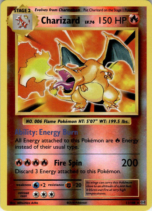 2016 POKEMON CHARIZARD 11/108 RARE EVOLUTIONS REVERSE HOLO NEAR MINT