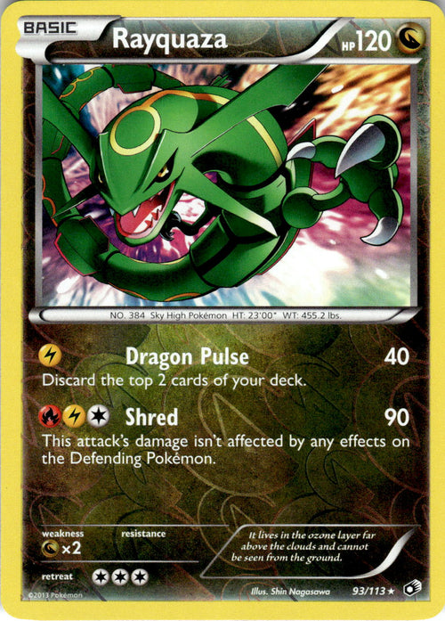 2013 POKEMON RAYQUAZA 93/113 HOLO RARE LEGENDARY TREASURES REVERSE HOLO NM