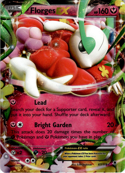 2014 POKEMON FLORGES EX 67/119 HOLO EX RARE PHANTOM FORCES NEAR MINT