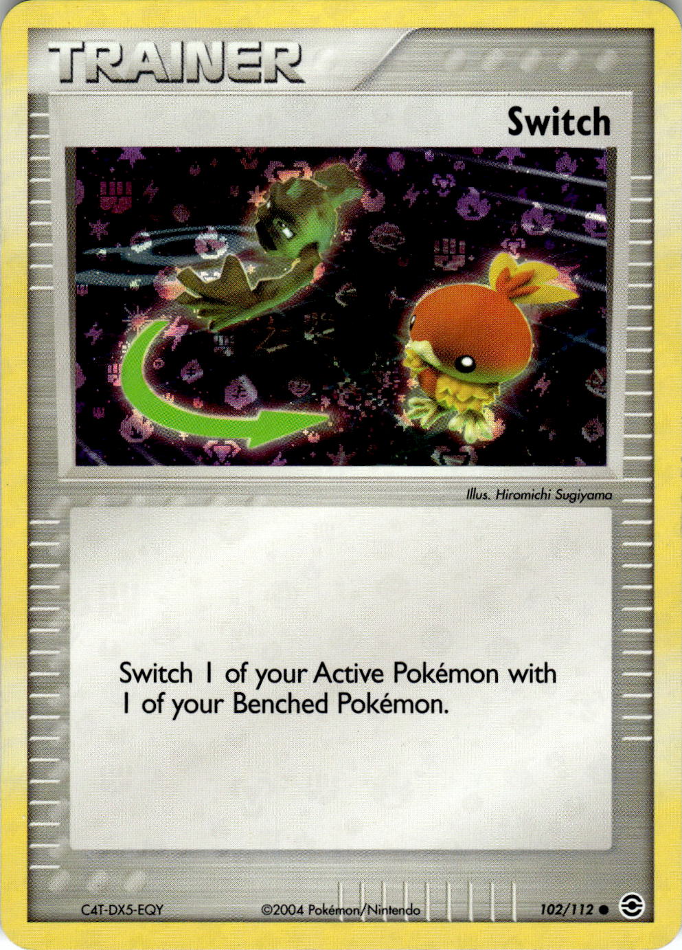 2004 POKEMON SWITCH 102/112 COMMON FIRERED & LEAFGREEN REVERSE HOLO NEAR MINT