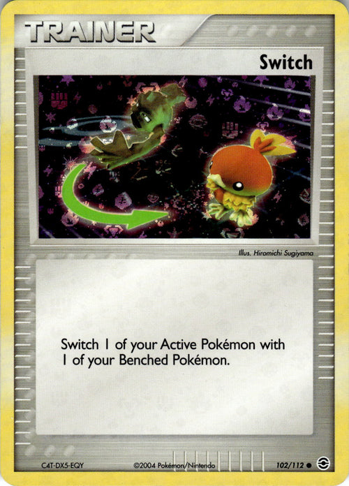 2004 POKEMON SWITCH 102/112 COMMON FIRERED & LEAFGREEN REVERSE HOLO NEAR MINT