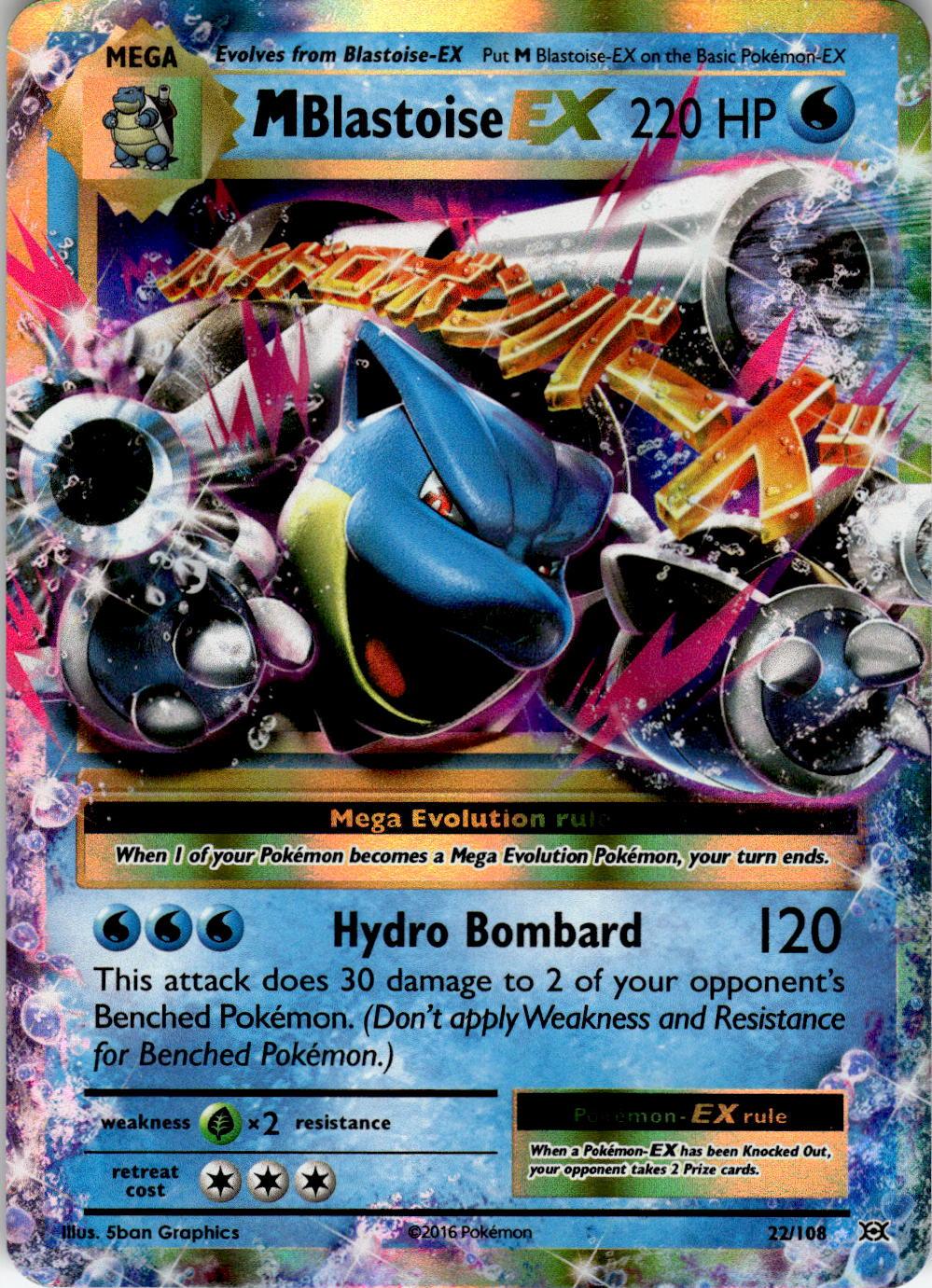 2016 POKEMON M BLASTOISE EX 22/108 HOLO EX RARE EVOLUTIONS NEAR MINT