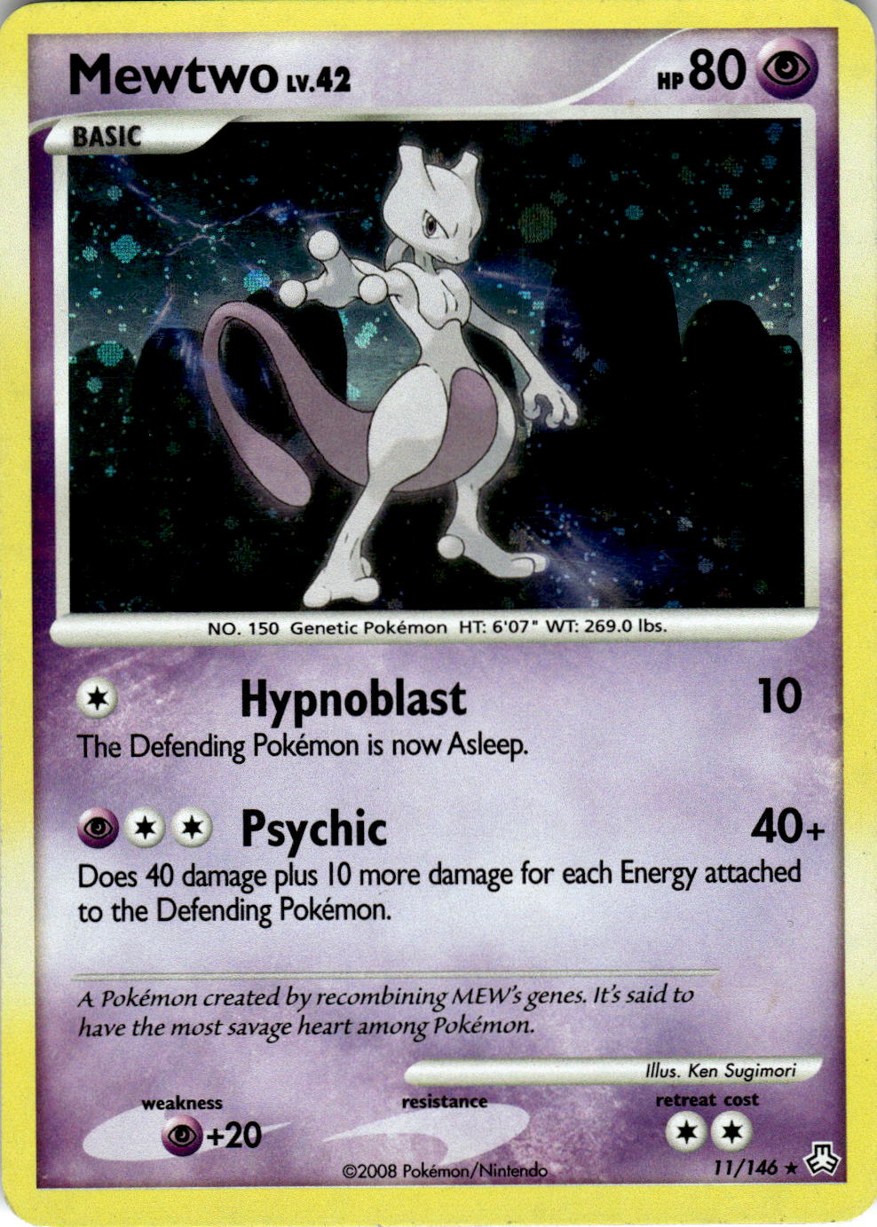 2008 POKEMON MEWTWO 11/146 HOLO RARE LEGENDS AWAKENED NEAR MINT
