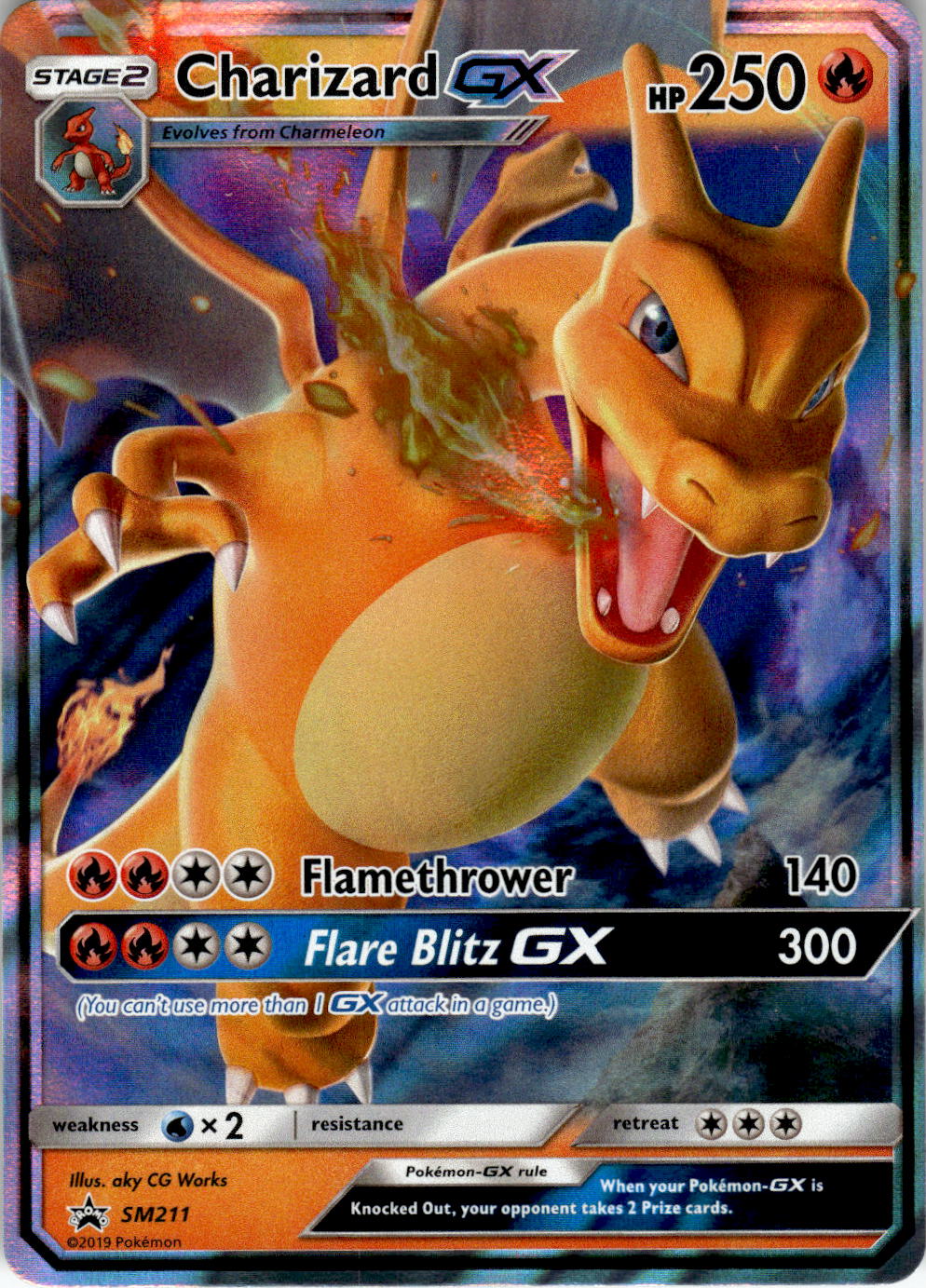 POKEMON CHARIZARD GX - SM211 HOLO PROMO SUN & MOON PROMO NEAR MINT