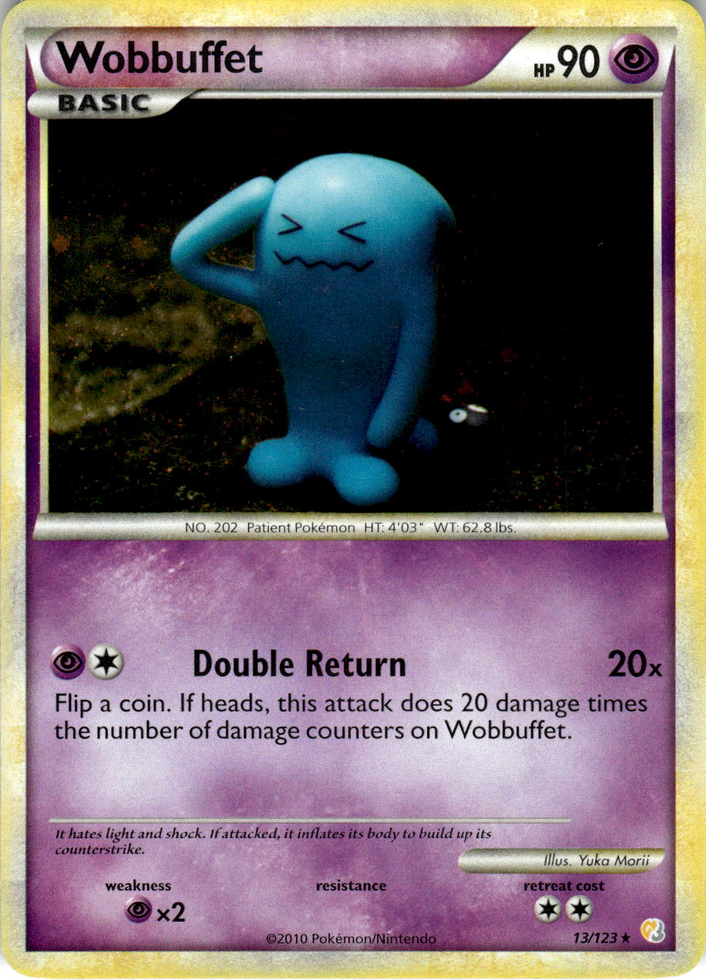 2010 POKEMON WOBBUFFET 13/123 HOLO RARE HEARTGOLD & SOULSILVER NEAR MINT