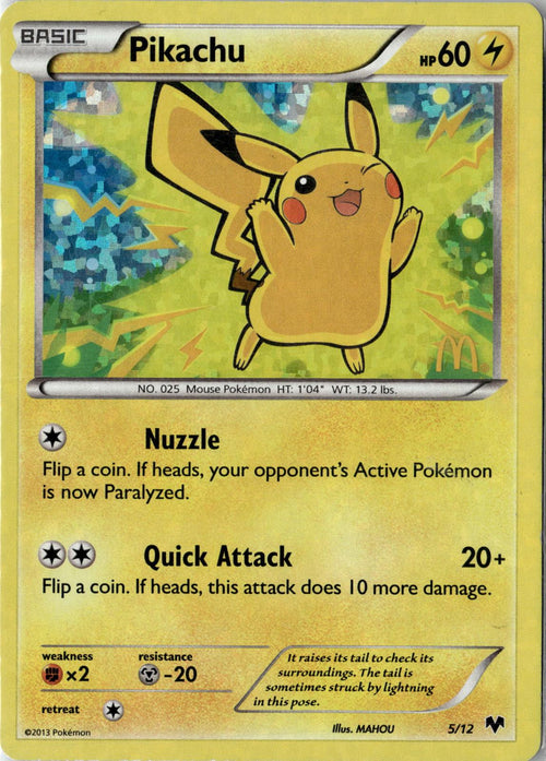 2014 POKEMON PIKACHU 005/012 HOLO PROMO MCDONALD'S PROMOS 2014 NEAR MINT
