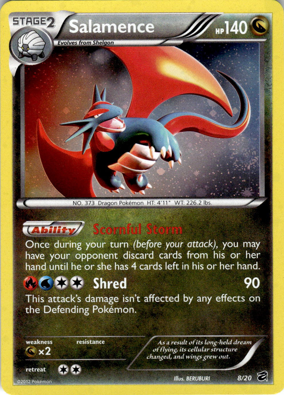 2012 POKEMON SALAMENCE 8/20 HOLO RARE DRAGON VAULT NEAR MINT