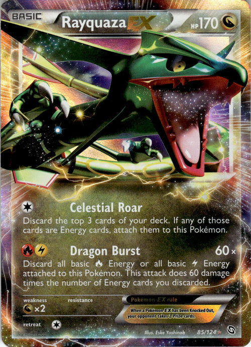 2012 POKEMON RAYQUAZA EX 85/124 HOLO EX RARE DRAGONS EXALTED NEAR MINT