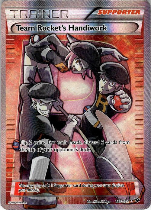 2016 POKEMON TEAM ROCKET'S HANDIWORK 124/124 ULTRA RARE FATES COLLIDE HOLO LP