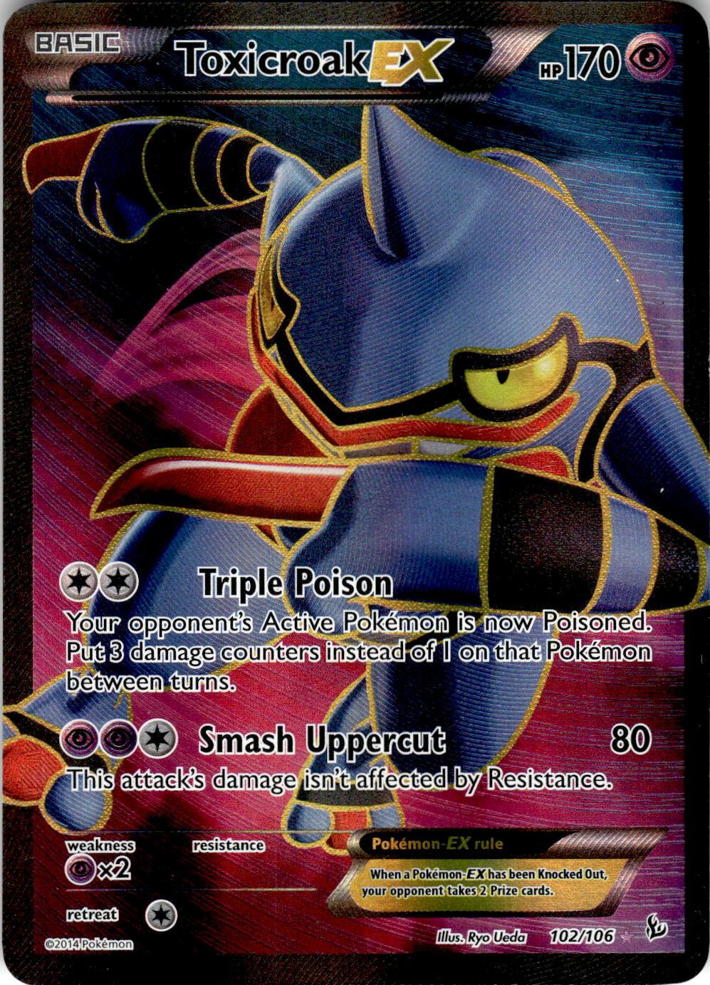 2014 POKEMON TOXICROAK EX 102/106 ULTRA RARE FLASHFIRE HOLO NEAR MINT