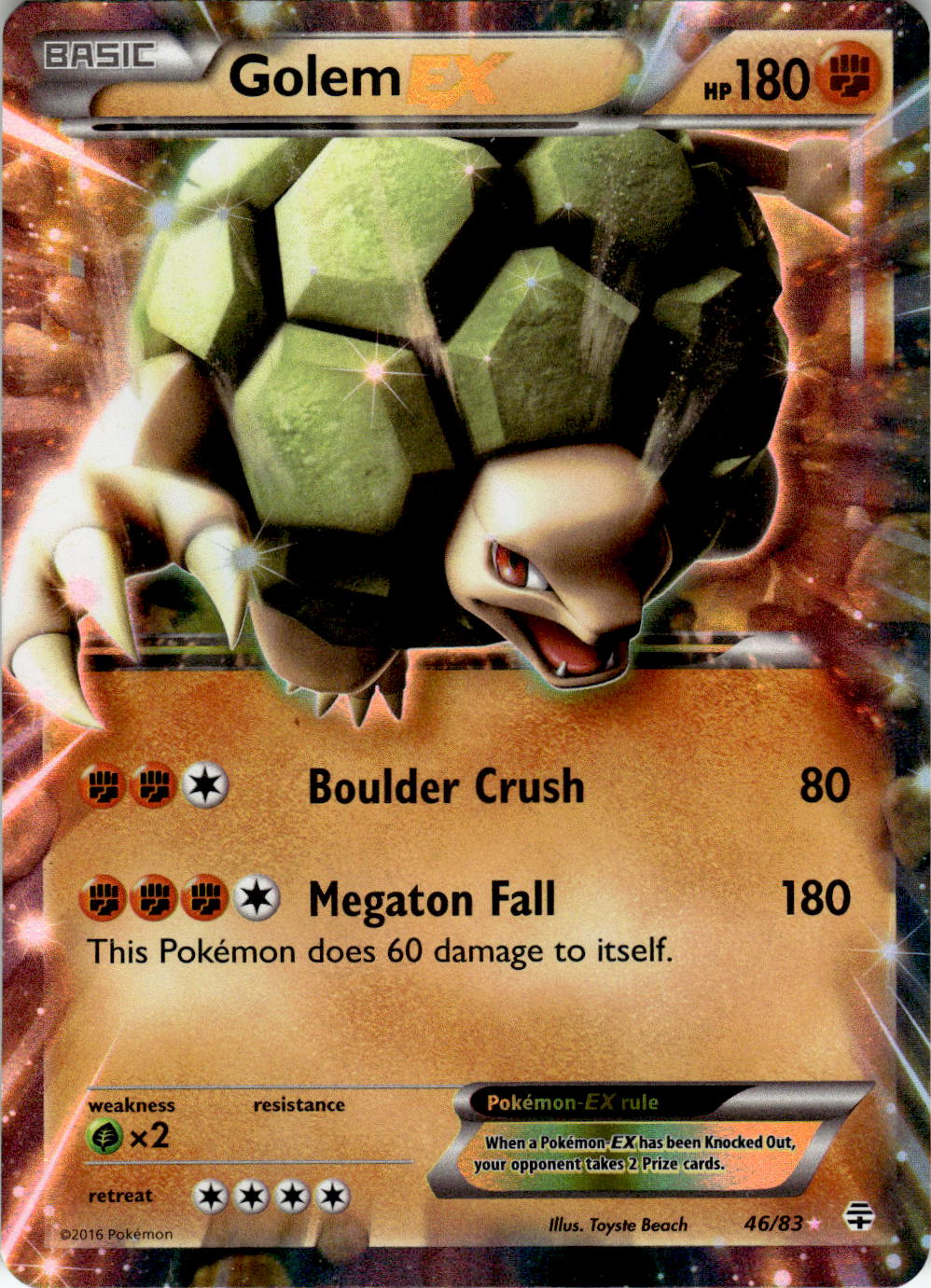 2016 POKEMON GOLEM EX 46/83 HOLO EX RARE GENERATIONS NEAR MINT