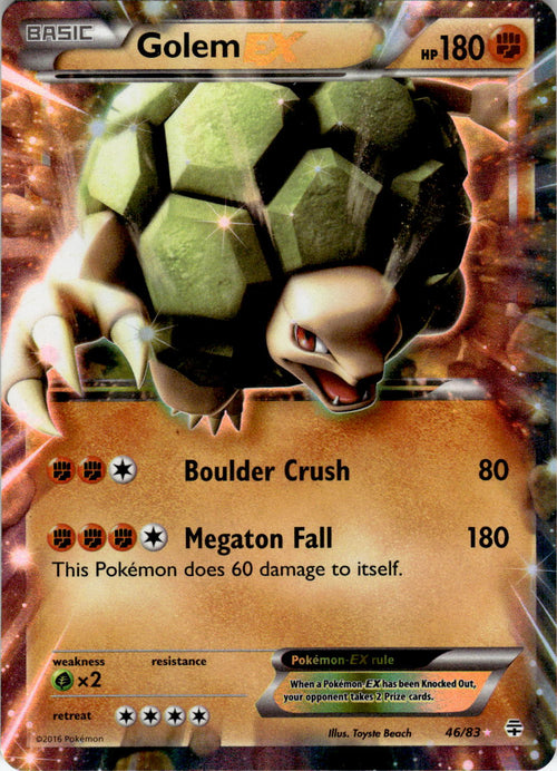 2016 POKEMON GOLEM EX 46/83 HOLO EX RARE GENERATIONS NEAR MINT