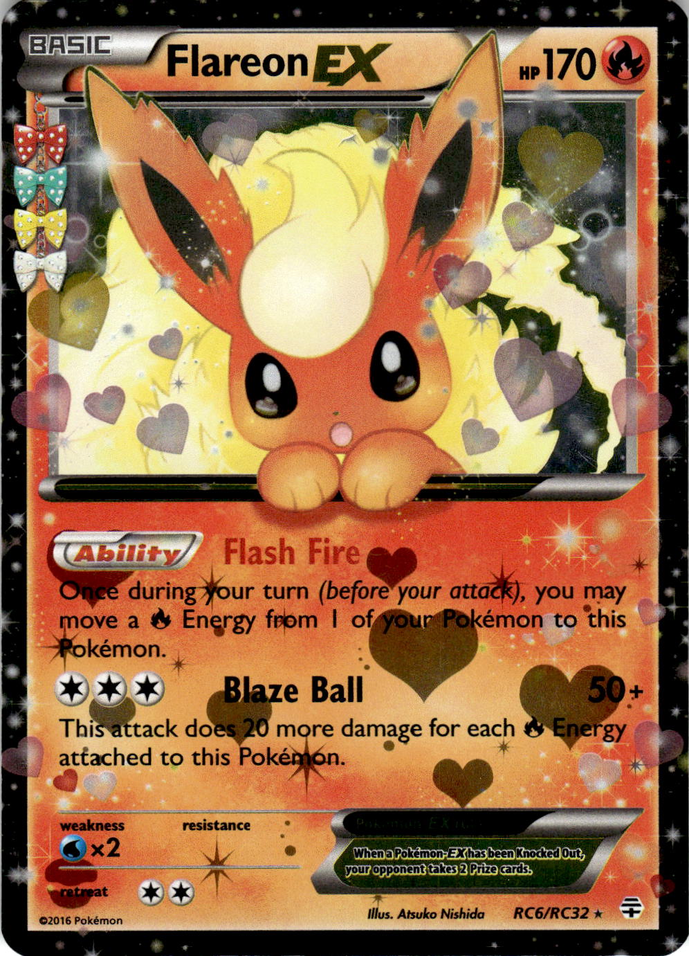 2016 POKEMON FLAREON EX RC6/RC32 HOLO EX RARE GENERATIONS NEAR MINT