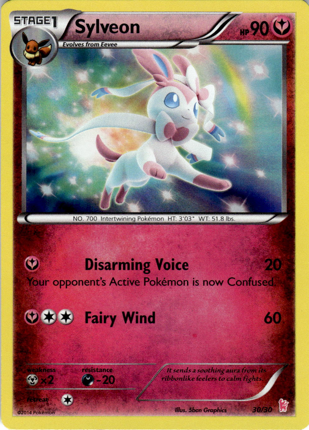 2014 POKEMON SYLVEON 30/30 REVERSE HOLO XY TRAINER KIT: SYLVEON & NOIVERN NM