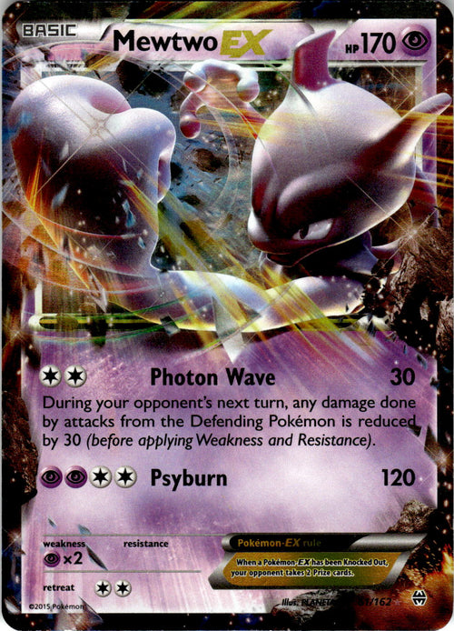2015 POKEMON MEWTWO EX 61/162 HOLO EX RARE BREAKTHROUGH NEAR MINT