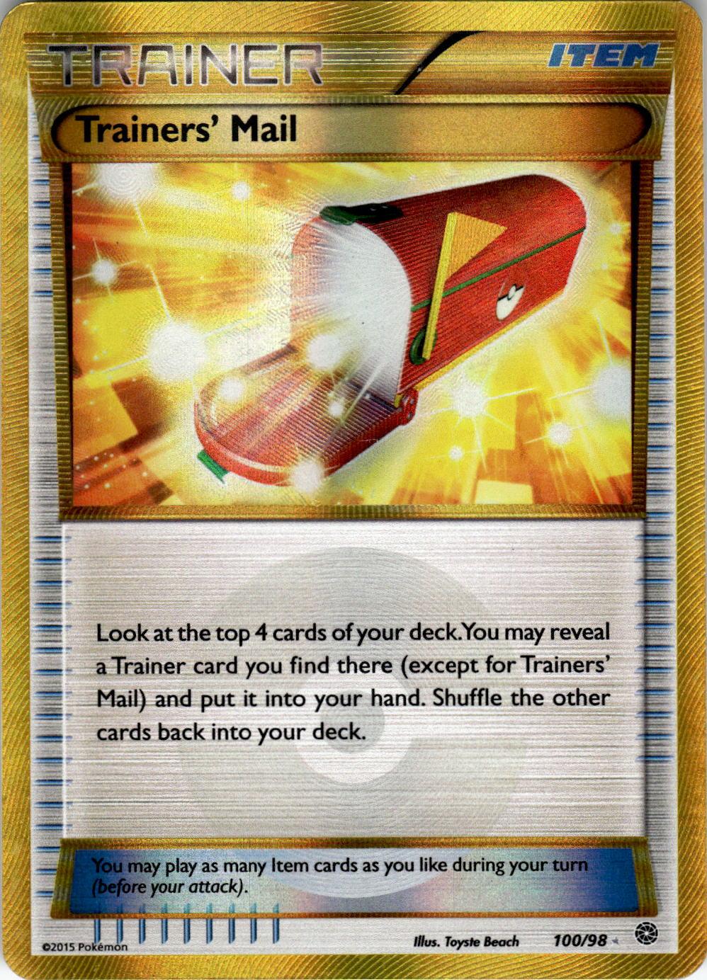 2015 POKEMON TRAINERS' MAIL 100/98 SECRET RARE ANCIENT ORIGINS HOLO NEAR MINT